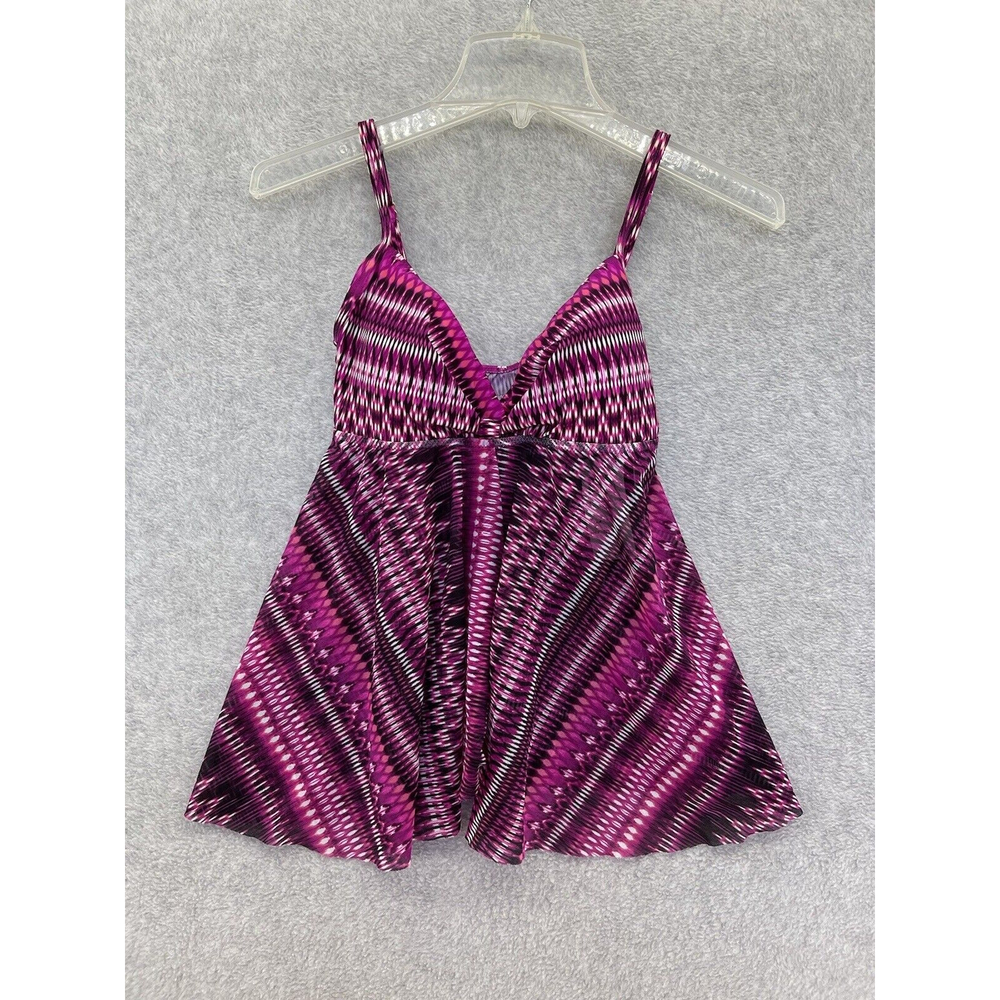 Profile by Gottex swimwear Swim top Tankini Size 6 Pink Batik Wireless Babydoll